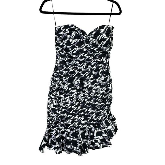 Retrofete Samantha Strapless Ruffle Mini Dress Black White Size XS - Picture 4 of 9